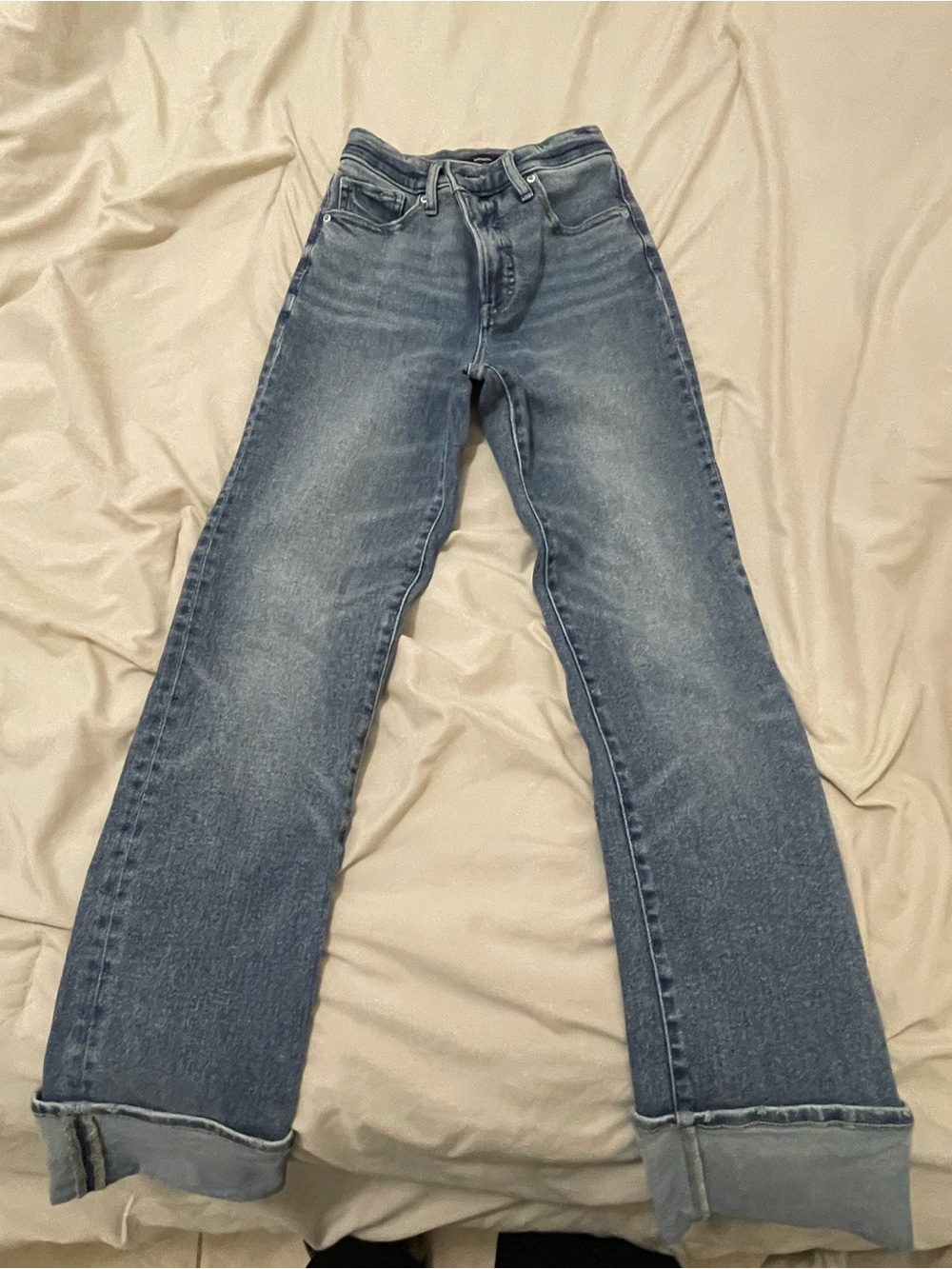 Express High-Rise Straight-Leg Blue Jeans